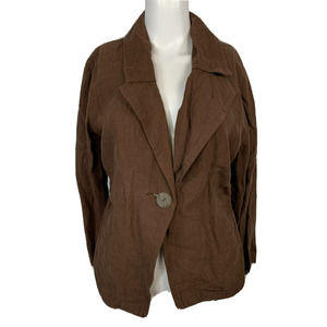 Two Star Dog TSD Jacket Blazer Womens Sz S Brown Linen One Button Lightweight‎